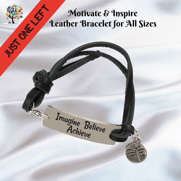 Inspirational Saying Bracelet Imagine Believe Achieve - Picture 1 of 4